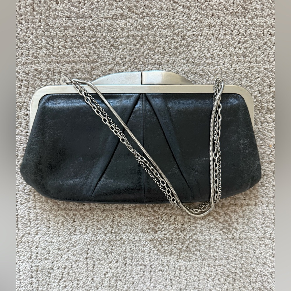 Hobo Vintage black leather hayley clutch / wallet with chain handle